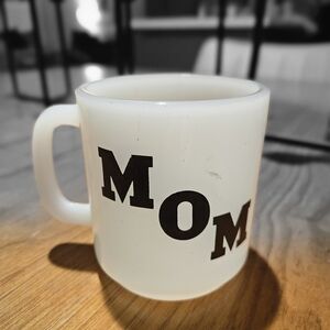Vintage 1970s MOM GLASBAKE Milk Glass Coffee Mug
